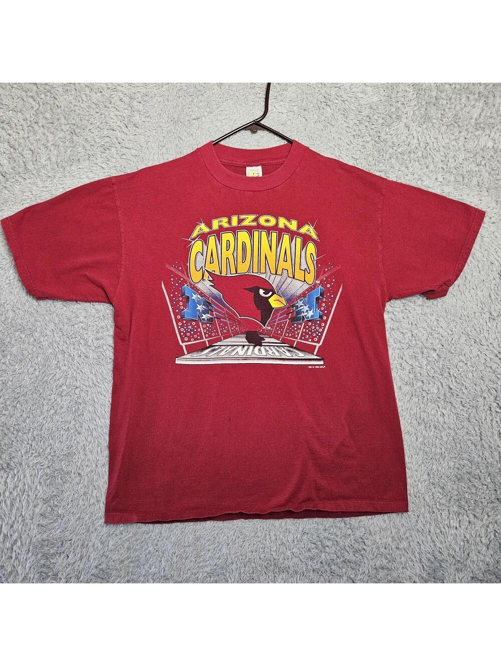 Vintage Arizona Cardinals T Shirt XL 1994 Competitor Red Maroon *Dot